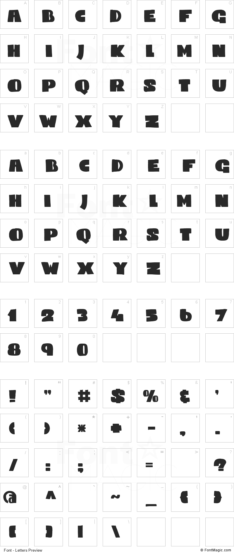 DK Codswallop Font - All Latters Preview Chart